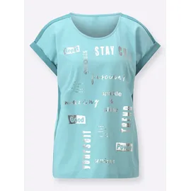 Classic Basics Kurzarmshirt CLASSIC BASICS "Kurzarm-Shirt", Damen, Gr. 56, grün (mint, salbei), 100% Baumwolle, gemustert, mehrfarbig, Rundhals, Shirts