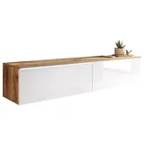 P & B Lowboard 140x30 cm Weiß/Eiche Holzwerkstoff