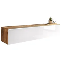 P & B Lowboard 140x30 cm Weiß/Eiche Holzwerkstoff