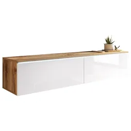 P & B Lowboard 140x30 cm Weiß/Eiche Holzwerkstoff