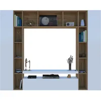 Wohnwand INOSIGN "Brooklyn" Kastenmöbel-Sets Gr. B/H/T: 270 cm x 210 cm x 35 cm, weiß (weiß, wotan oak, hochglanz) Holzstruktur Wohnwände