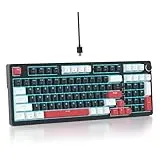 SbocKeeb 96% Cremig Mechanische Gaming Tastatur Mit Ziffernblock, RGB-Mechanische Full, Hot-Swap-fähige, Verkabelte, Amerikanische QWERTY für Gamer im Büro 98 Black