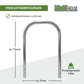 Baumarktplus Fahrradständer Fahrradanlehnbügel 116 x 74 cm Edelstahl Ø 60 mm Typ U