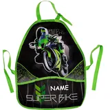 alles-meine.de GmbH Kinderschürze/Schürze - Motorrad - Motorsport - inkl. Name - größenverstellbar - mit 2 Taschen - mitwachsend - universal/beschichtet & wasserdicht - für J..