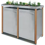 Mülltonnenverkleidung Typ-LW, 2x 120l, Türfarbe Edelstahl