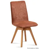 58 aufm Kessel Esszimmerstuhl Küchenstuhl drehbar (2er-Set) Donni 47x92x60 Eiche geölt/Marsala (Lieferung bis Verwendungsstelle, 2 St), Stabiles Gestell aus Massivholz pflegeleichter Bezug aus Microfaser braun