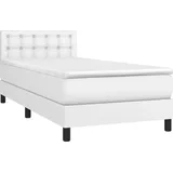 vidaXL Boxspringbett mit Matratze Weiß 90x200 cm Kunstleder