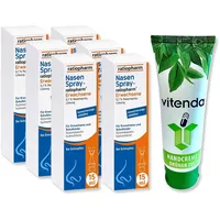 Nasenspray Ratiopharm 6x15ml inclusive einer Handcreme von vitenda - die zuverlässige Lösung bei Schnupfen mit verstopfter Nase, befreit schnell und effektiv