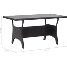 vidaXL Gartentisch 120 x 70 x 66 cm Schwarz
