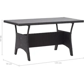 vidaXL Gartentisch 120 x 70 x 66 cm Schwarz
