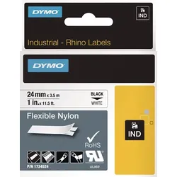 DYMO Schriftband Band-B.24mm Band-L.3,5m flexibles Nylonband schwarz auf weiß - 1734524