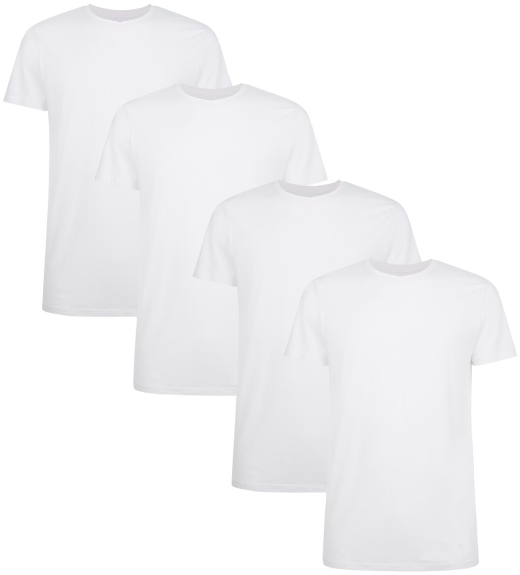 Bamboo basics Herren T-Shirt RUBEN, 4er Pack - Unterhemd, Rundhals, Single Jersey Weiß M