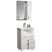 VCM 3-tlg. Waschplatz Waschtisch Badmöbel Set Waschbecken Schublade Spiegelschrank