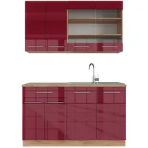 Vicco Küchenzeile Fame-Line 140 cm Bordeaux Hochglanz