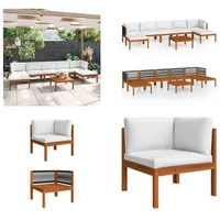 vidaXL 8 tlg. Garten Lounge Set mit Kissen Cremeweiß Massivholz Akazie - Gartenmöbel-Set - Gartenmöbel-Sets - Gartensofa - Gartensofas - Weiß