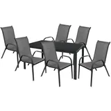 Mojawo Gartengarnitur Sitzgarnitur 7-tlg.150x80cm Non-Wood Anthrazit/Schwarz