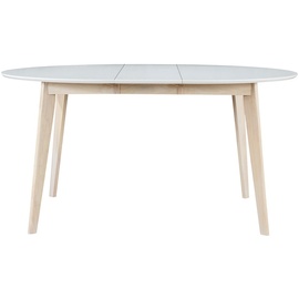 Miliboo Design-Esstisch rund ausziehbar Weiß und Holz L120-150 LEENA