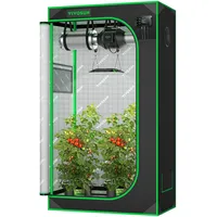 VIVOSUN S326 Growzelt 90x50x160cm Indoor-Wachstumszelt aus hochreflektierendem Mylar mit Beobachtungsfenster und Bodenwanne für Hydrokulturen-Anbausystem in Innenräumen für VS1000/2000