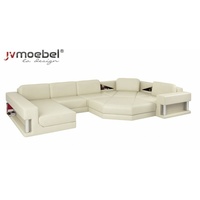 JVmoebel Ecksofa, Ecksofa U-Form Couch Wohnlandschaft Sofa Couch Modern Design Sofa Textil Leder beige