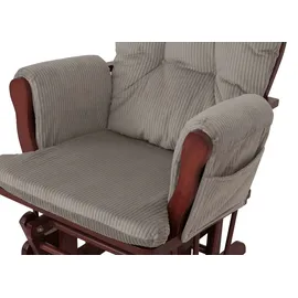 Mendler Relaxsessel HWC-C76 Cord 52 x 100 x 80 cm Hellgrau mit Hocker
