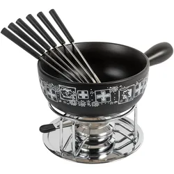 KUHN RIKON Käsefondue-Set SUISSE schwarz 9-teilig für 4 bis 6 Personen Fondue