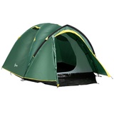 Outsunny für 3-4 Personen 190T Campingzelt mit Heringen Kuppelzelt Glasfaser Polyester Grün+Gelb - bunt