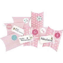 Frau Wundervoll Adventskalender zum Befüllen rosa Sterne und Streifen 15x11x4,5cm