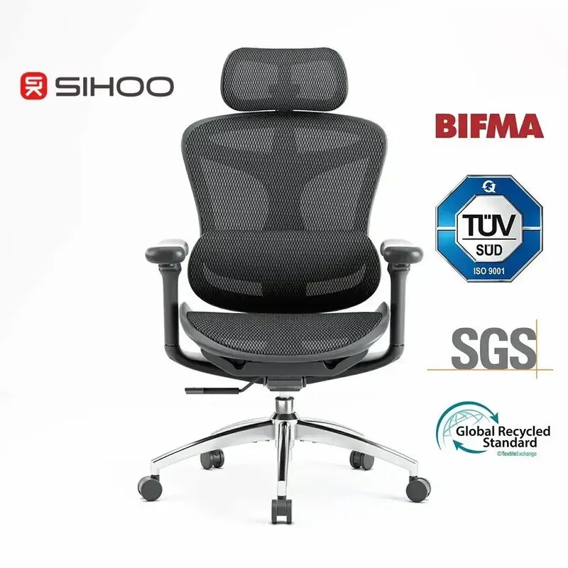 SIHOO Doro C300 Ergonomischer Bürostuhl mit ultraweichen 3D-Armlehnen, dynamischer Lordosenstütze und verstellbarer Rückenlehne, für das Homeoffice (Schwarz)