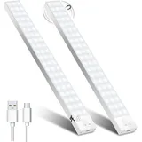 OUILA Schrankbeleuchtung LED mit Bewegungsmelder 32cm 2Stück Schranklicht Schrankleuchte Leiste Batterie USB Wiederaufladbar Unterbauleuchte Küche Schrankleuchten für Kleiderschrank,Treppe,Kofferraum,