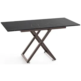 WFL GROUP Axen Schwarz/Braun Marmor 120-160 x 80 x 38-75 cm