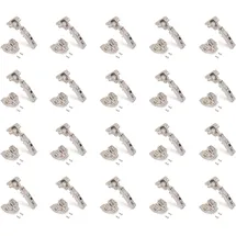 Emuca 1011607 Pack aus 20 Topfscharnieren Ø35mm 100° mit sanftem Verschluss für sich überlappende Türen und Euro-Zusätze zum Festschrauben mit Verbindergehäuse