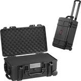 Vevor wetterfester Hartschalenkoffer Trockenboxen mit vorgeschnittenem Schaumstoff, Rollen und einziehbaren Griffen für Reisen, IP67 wasserdichtes Gehäuse für Kameras Schwarz (55 x 34 x 24 cm)