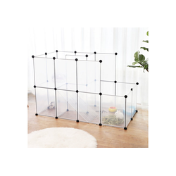 SONGMICS Kleintierkäfig LPC03W LPC003G01, Meerschweinchen-Käfig mit Rampe, DIY-Hamsterkäfig aus Kunststoff, transparent wei�