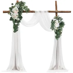 VEVOR Hochzeit Bogen Blumen Set Traubogen Deko mit 2x Blumen 2x Vorhänge Weiß