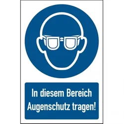 König Werbeanlagen Dreifke® Kombi-Gebotsschild, In diesem Bereich Augenschutz - 200x300 mm Folie selbstklebend