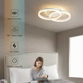 amdelne LED Deckenlampe Wohnzimmer 50cm 36W Deckenleuchte Moderne mit Fernbedienung Dimmbar, aus Metall+Acryl,Mit Nachtlicht Memory-Funktion, für Schlafzimmer, Esszimmer,Büro - Weiß