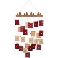 Rayher Adventskalender Set, mit Holzleiste und 24 Säckchen zum Befüllen, rot/beige Töne 44 x 95 cm, 46656999