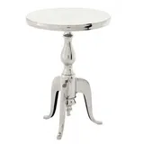 Casa Padrino Designer Luxus Beistelltisch Silver Höhe: 55 cm, Durchmesser 40 cm - Edelstahl Hocker - Nickel Finish