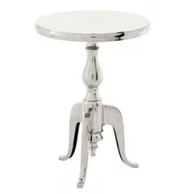 Casa Padrino Designer Luxus Beistelltisch Silver Höhe: 55 cm, Durchmesser 40 cm - Edelstahl Hocker - Nickel Finish