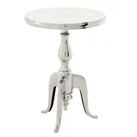 Casa Padrino Designer Luxus Beistelltisch Silver Höhe: 55 cm, Durchmesser 40 cm - Edelstahl Hocker - Nickel Finish