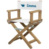 Geschenkegarten Personalisierter Regiestuhl für Babys (1-5 Jahre) mit Herzmotiv (Marineblau)