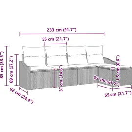 vidaXL Loungeset 5-tlg. braun
