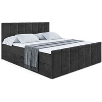 ALTDECOR Boxspringbett MOETI-Z, Polsterbett mit Kopfteil, Bettkasten, Fußteil - Mittelfest (H3) Matratze - 160x200 - Schwarz Samt