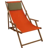 Erst-Holz Strandstuhl terracotta Gartenstuhl Sonnenliege Deckchair Buche dunkel Kissen klappbar 10-309 KD