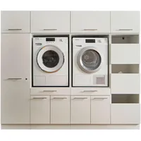 laundreezy Hauswirtschaftsraum Laundreezy, Weiß, Holzwerkstoff, 2 Schublade(n) Schubladen, 235x200x67.5 cm, Waschküche, Hauswirtschaftsraum