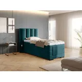 Veros Boxspringbett mit Motor 90x200 cm; Blau (Webstoff) - Blau