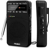 Tragbares Radio, J-166 AM(MW)/FM Kleines batteriebetriebenes Radio, Mini-Taschenradio mit ausgezeichnetem Empfang, Abstimmknopf mit Signalanzeige,