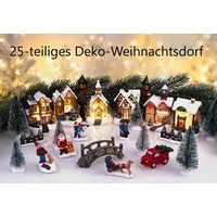 Infactory Weihnachtsdorf 25-teilig mit 6 LEDs Batteriebetrieb mehrfarbig