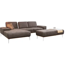 W.Schillig Ecksofa "run, Designsofa mit tollem Sitzkomfort, L-Form", braun (mocca s37), B:279cm H:88cm T:178cm, Longlife Xtra-Leder Z73: Naturwalkleder der Luxusklasse aus den erlesensten Rohhäuten.