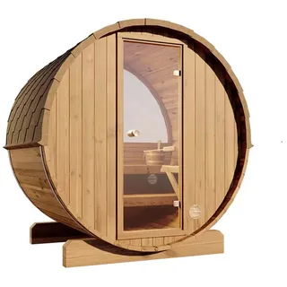 FinnTherm Fasssauna NaturbelassenØ 204 cm x T 160 cm Halbrund Glas Rückwand